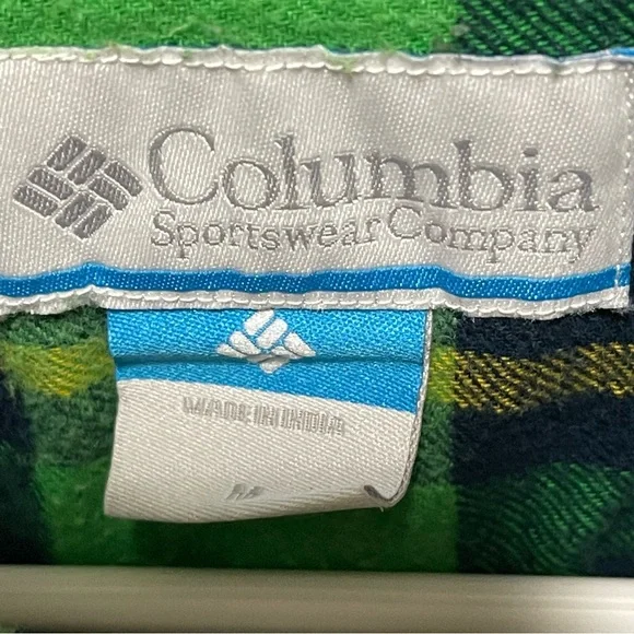 Columbia, University of Oregon Ducks plaid flannel shirt, black, green, yellow,M - Picture 7 of 8